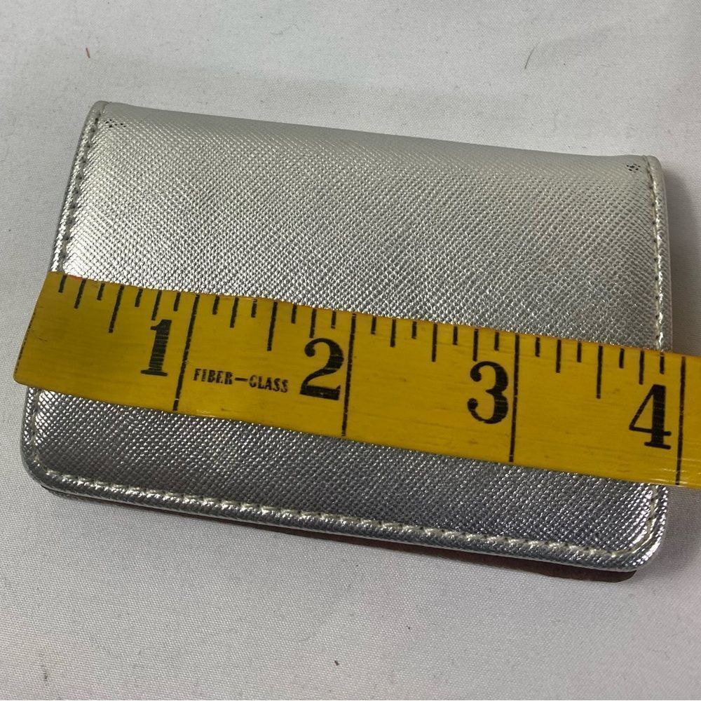 Vintage Silver Leather and Brown Card Holder Hollywood Regency - Picture 6 of 7